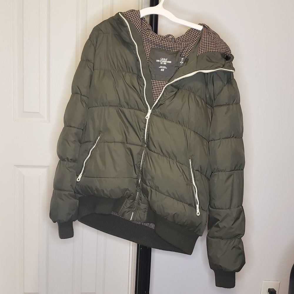 Men's Green H&M L.O.G.G Puffer Jacket XL